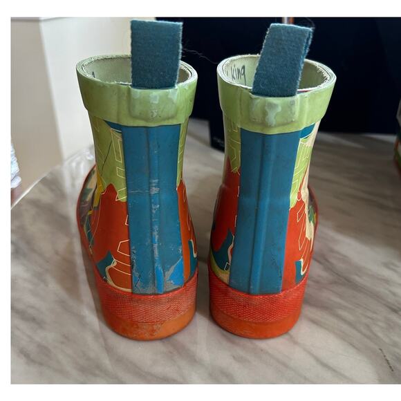 Hunter Boy's Green & Orange Camo Rain Boots UK 2/US3 - Picture 6 of 8